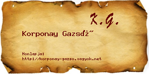 Korponay Gazsó névjegykártya